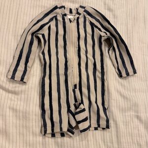 H&M Kids One Piece Swimsuit in Navy and Cream Stripes